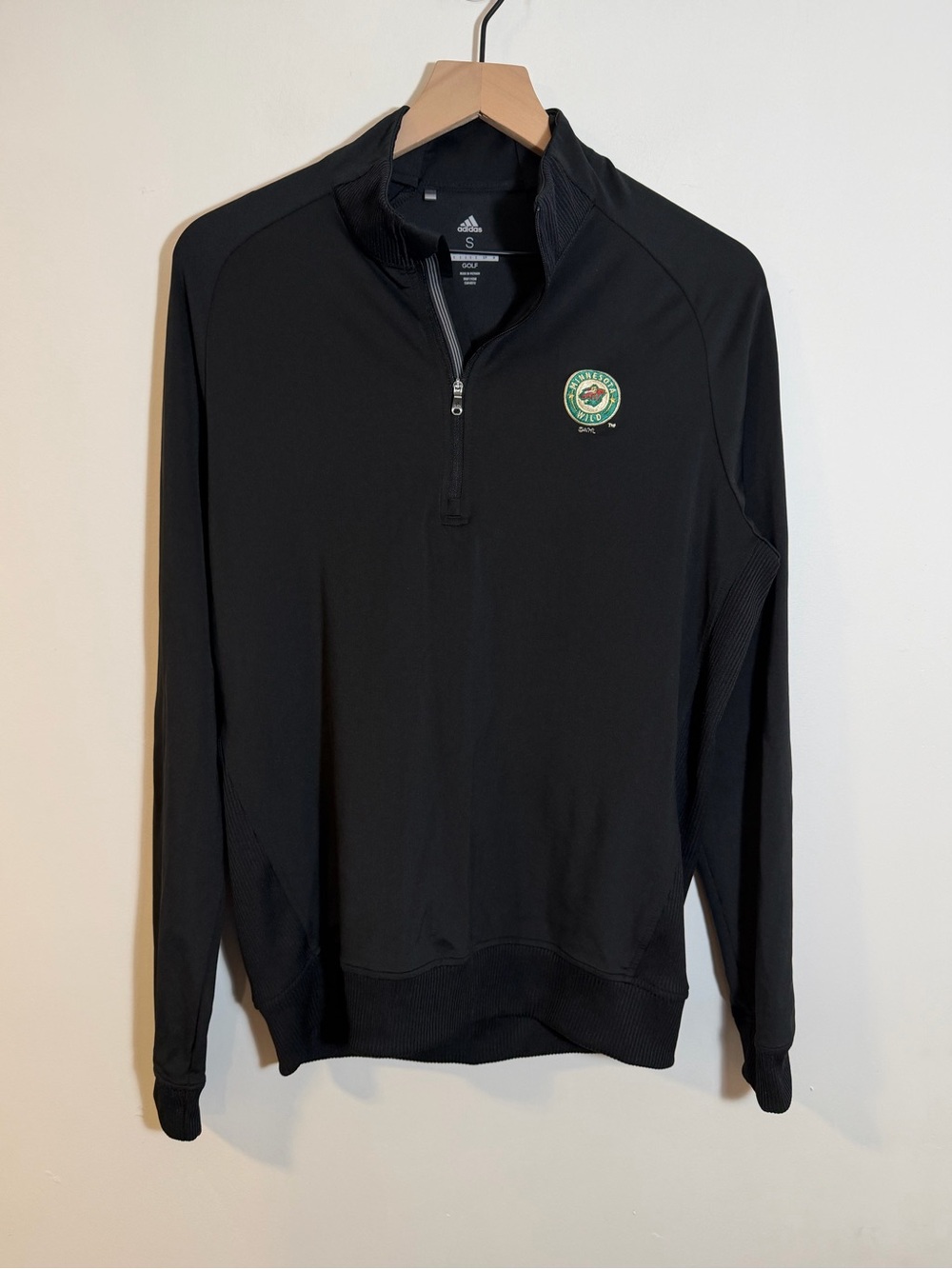 Adidas Minnesota Wild Hockey Black 1/4 Zip Golf Pullover Size Small Athletic